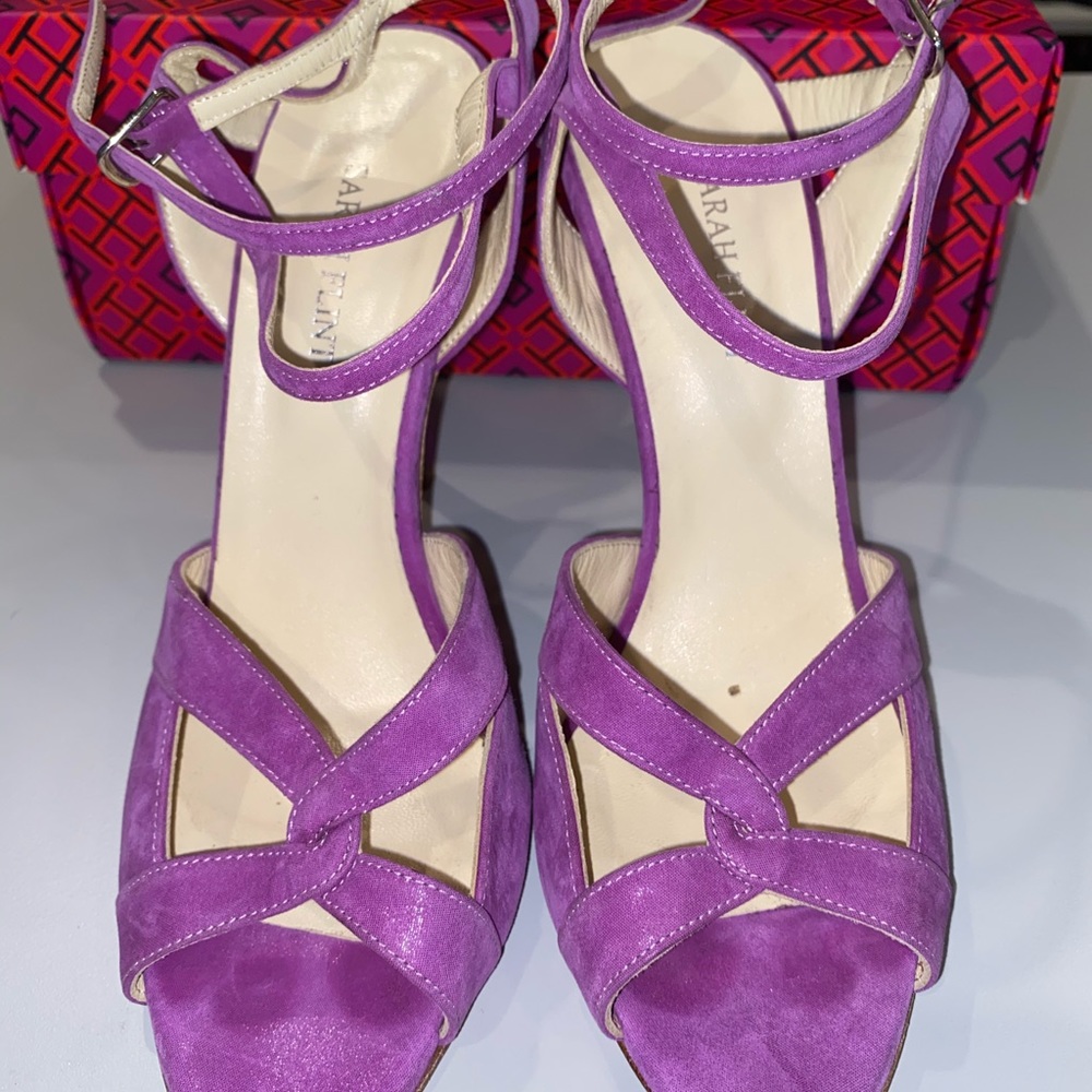 Sara Flint Classic purple suede heels